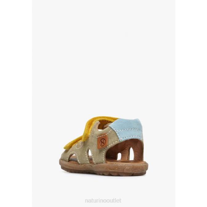 Kids Naturino Grey-Yellow SKY Suede Sandals J6T6556