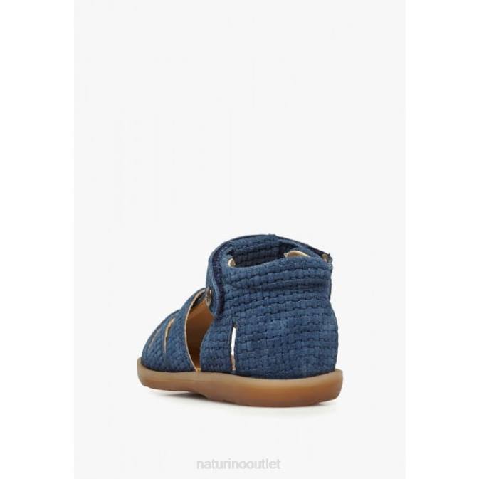 Kids Naturino Indigo ZAFFIRO Suede Semi-Open Sandals J6T6294