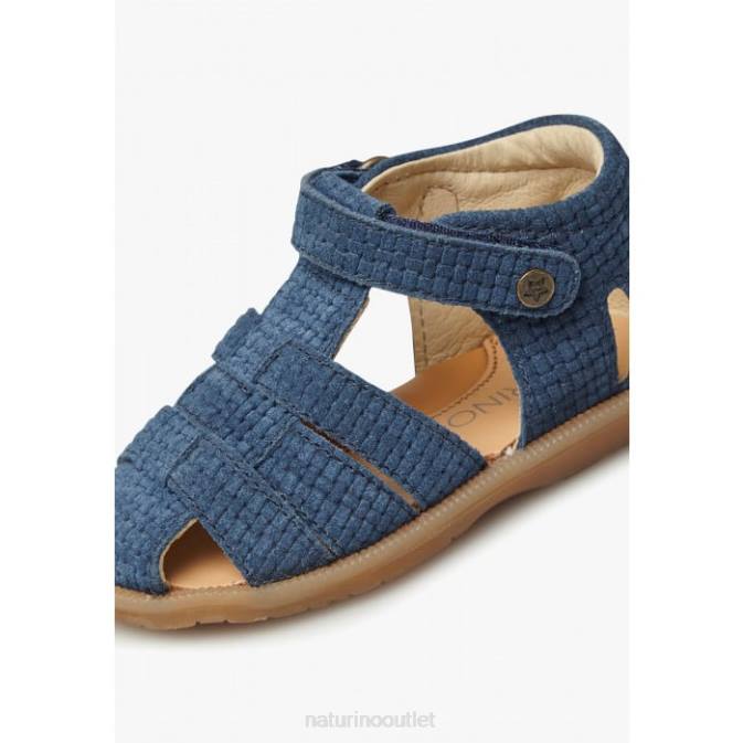 Kids Naturino Indigo ZAFFIRO Suede Semi-Open Sandals J6T6294