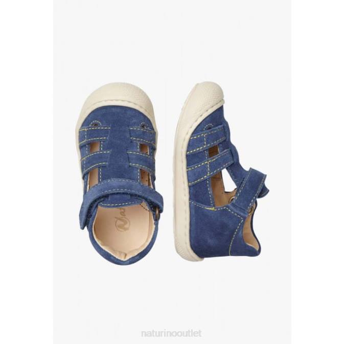 Kids Naturino Light Blue BEDE Suede Semi-Open Sandals J6T6348