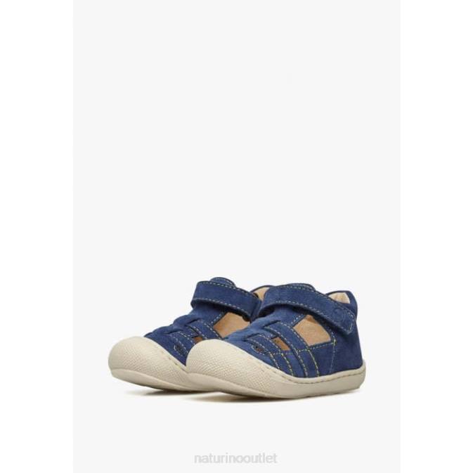 Kids Naturino Light Blue BEDE Suede Semi-Open Sandals J6T6348