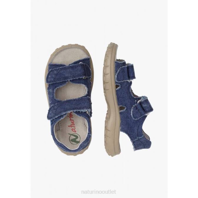 Kids Naturino Light Blue DOCK Denim Sandals with Velcro J6T6544