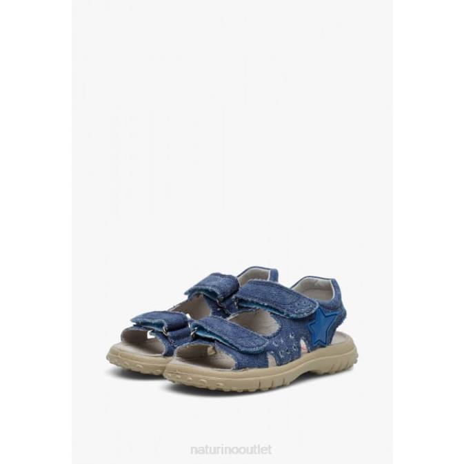 Kids Naturino Light Blue DOCK Denim Sandals with Velcro J6T6544