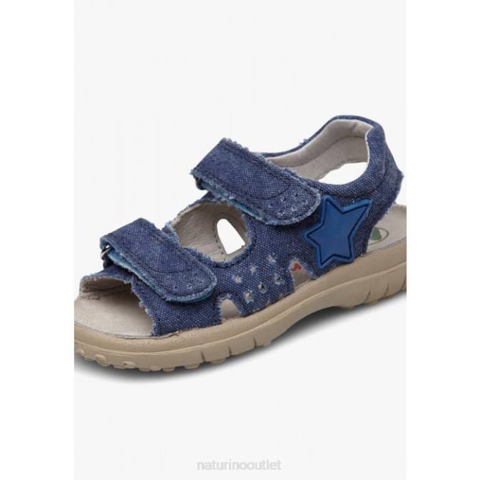 Kids Naturino Light Blue DOCK Denim Sandals with Velcro J6T6544