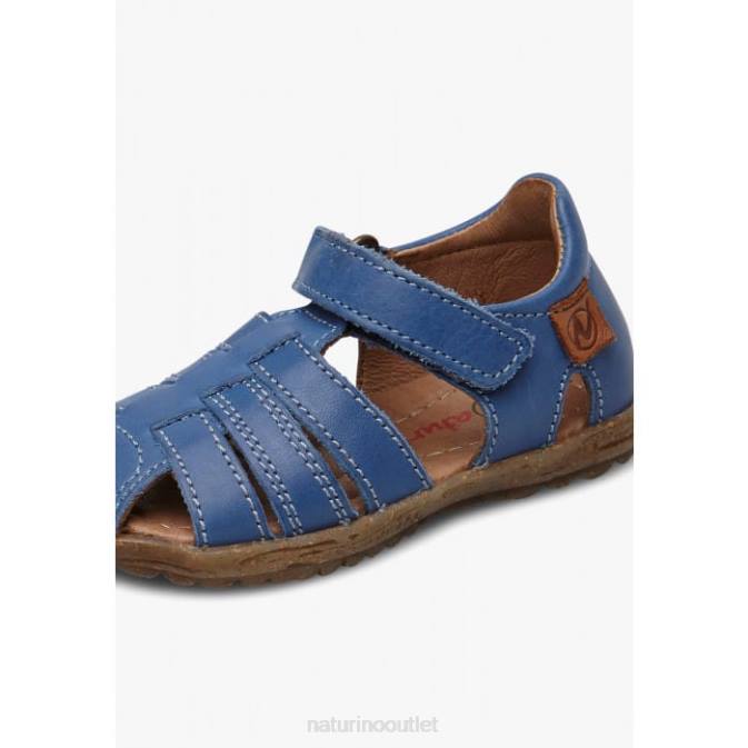 Kids Naturino Light Blue SEE Semi-Closed Leather Sandals J6T6286