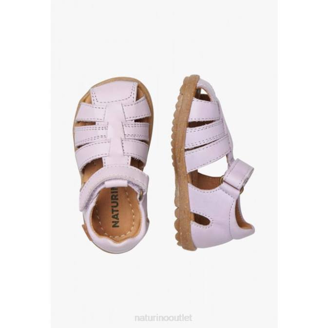 Kids Naturino Lilac SEE Semi-Closed Leather Sandals J6T6310