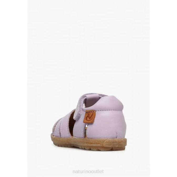 Kids Naturino Lilac SEE Semi-Closed Leather Sandals J6T6310