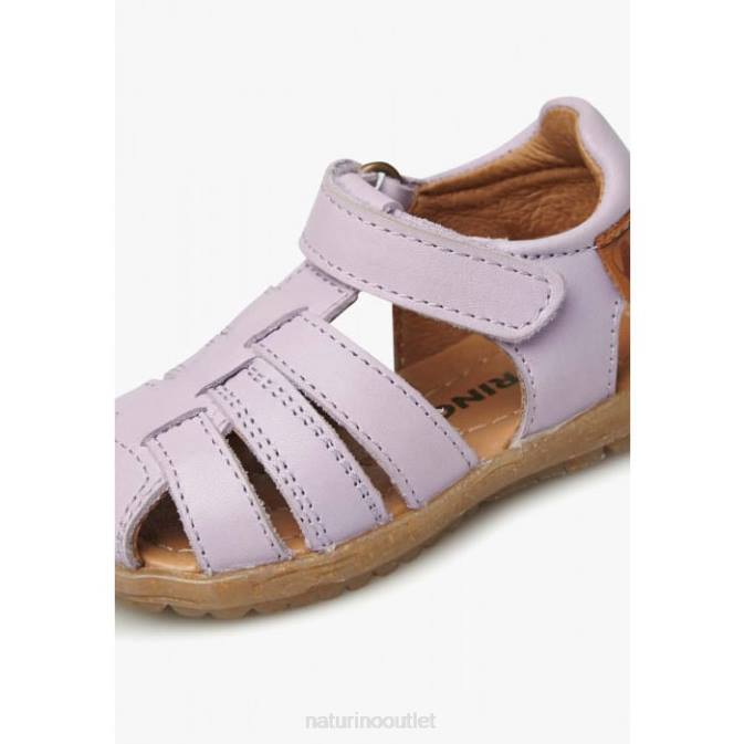 Kids Naturino Lilac SEE Semi-Closed Leather Sandals J6T6310