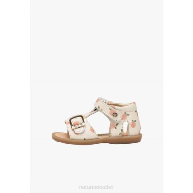 Kids Naturino Milk QUARZO Apricot Print Leather Sandals J6T6307
