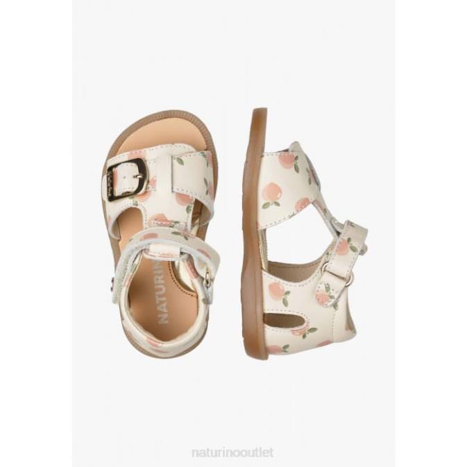 Kids Naturino Milk QUARZO Apricot Print Leather Sandals J6T6307