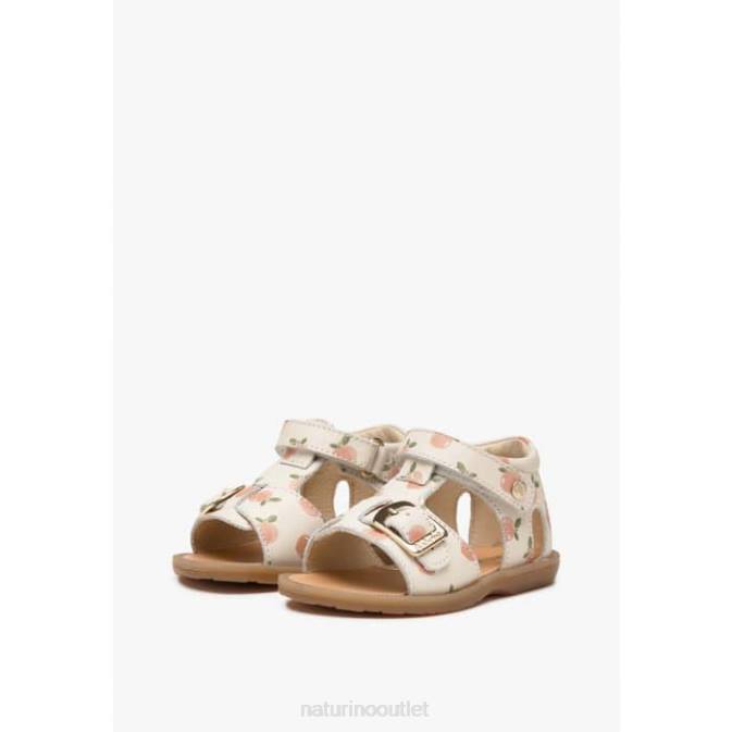 Kids Naturino Milk QUARZO Apricot Print Leather Sandals J6T6307