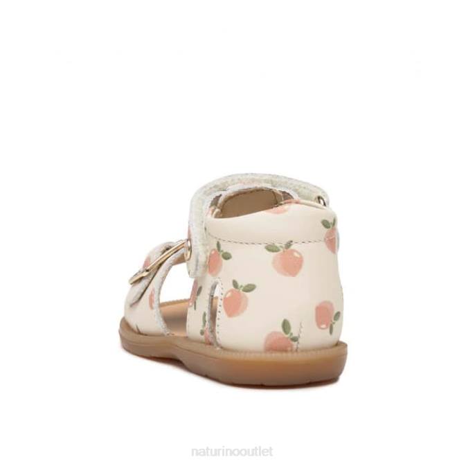 Kids Naturino Milk QUARZO Apricot Print Leather Sandals J6T6307