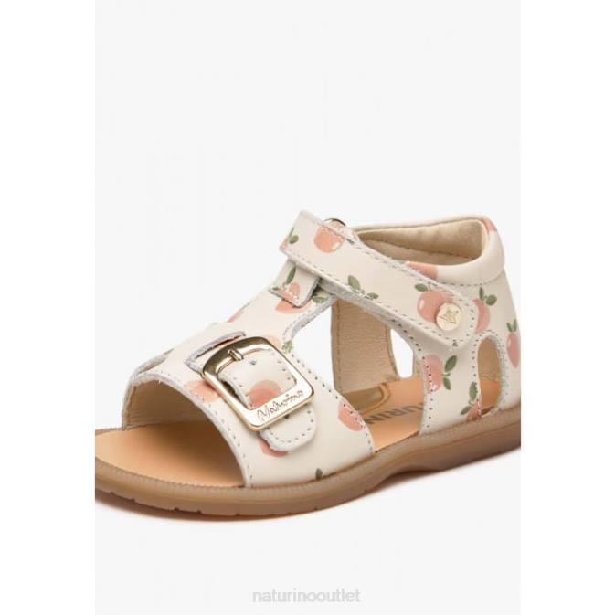 Kids Naturino Milk QUARZO Apricot Print Leather Sandals J6T6307