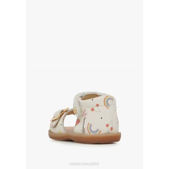 Kids Naturino Milk QUARZO Leather Sandals with Print J6T6296