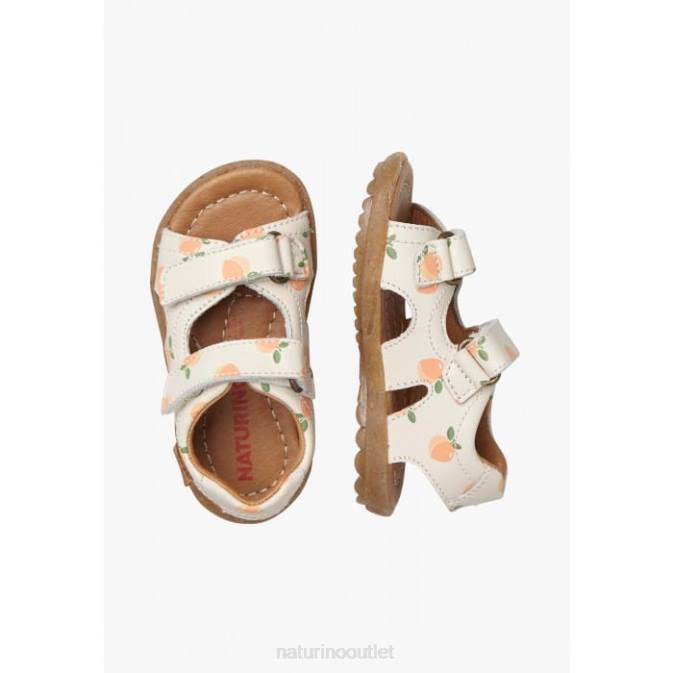 Kids Naturino Milk SKY Leather Sandals with Apricot Print J6T6233