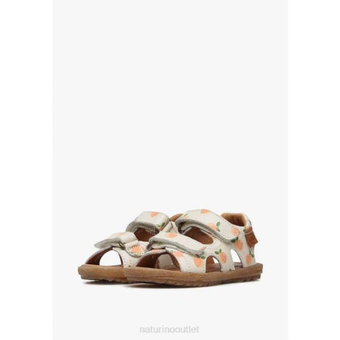 Kids Naturino Milk SKY Leather Sandals with Apricot Print J6T6233