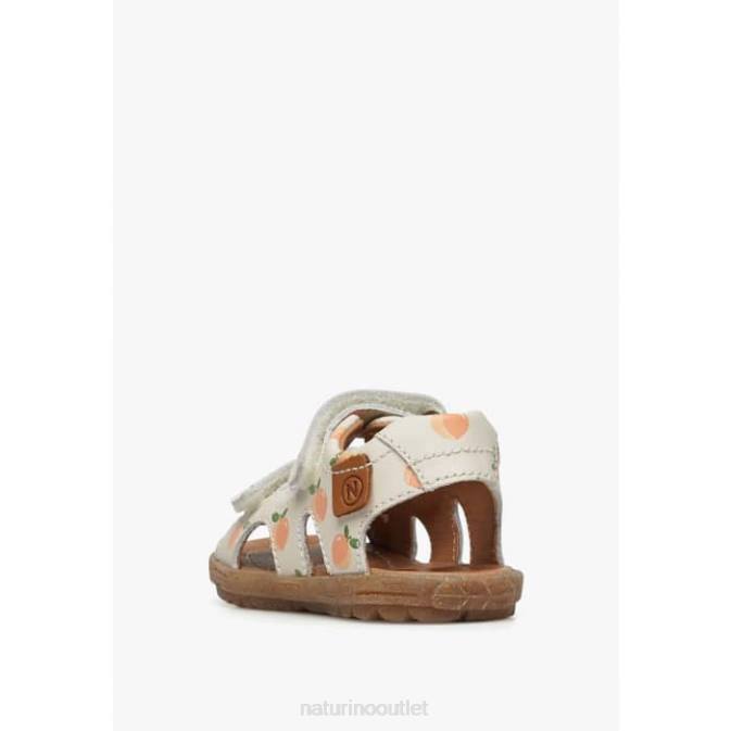 Kids Naturino Milk SKY Leather Sandals with Apricot Print J6T6233