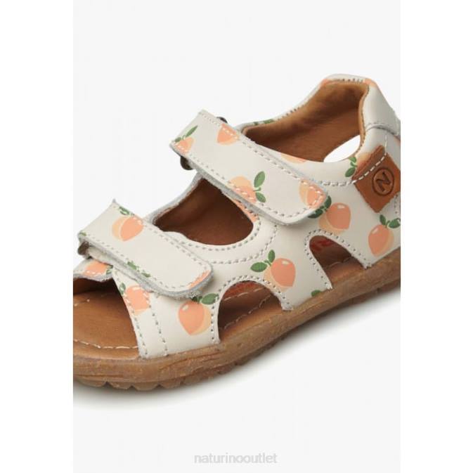 Kids Naturino Milk SKY Leather Sandals with Apricot Print J6T6233