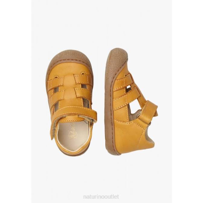 Kids Naturino Orange BEDE Leather Semi-Open Sandals J6T6346