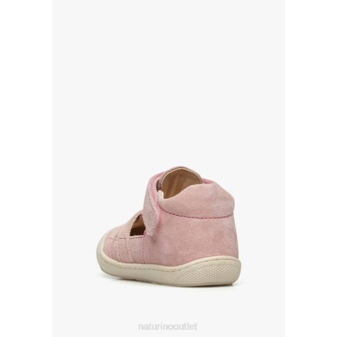 Kids Naturino Pink BEDE Suede Semi-Open Sandals J6T6344
