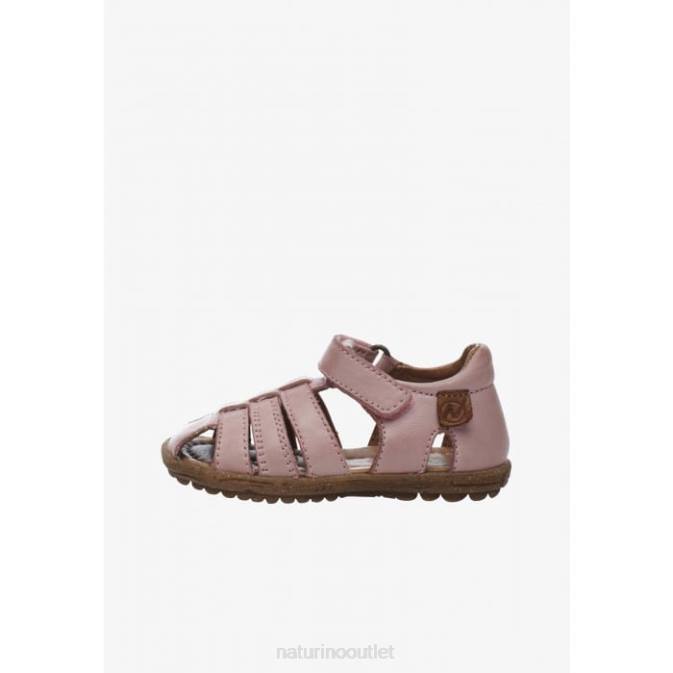 Kids Naturino Pink SEE Semi-Closed Leather Sandals J6T6261