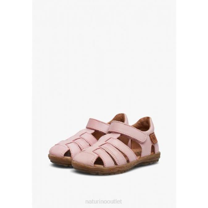 Kids Naturino Pink SEE Semi-Closed Leather Sandals J6T6261