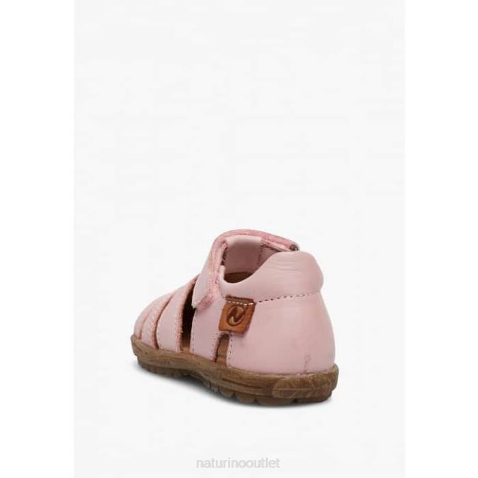 Kids Naturino Pink SEE Semi-Closed Leather Sandals J6T6261