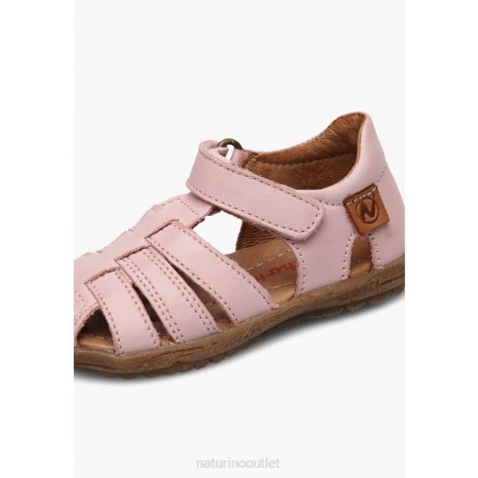 Kids Naturino Pink SEE Semi-Closed Leather Sandals J6T6261