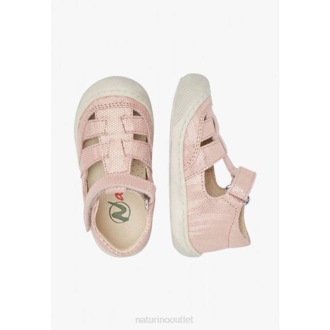Kids Naturino Pink WAD Semi-Open Laminated Sandals J6T6573