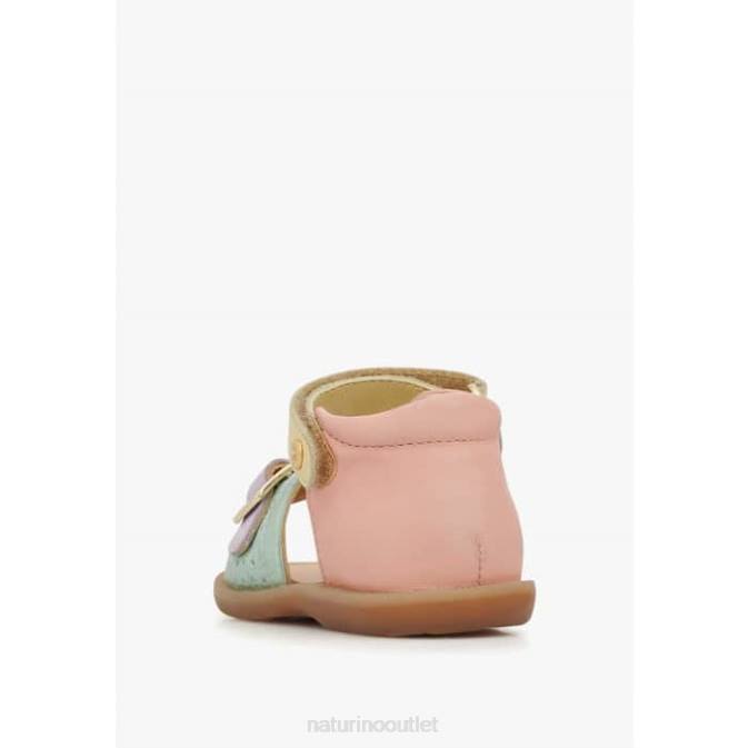 Kids Naturino Pink-Yellow-Lilac JEAD Leather Sandals J6T6247