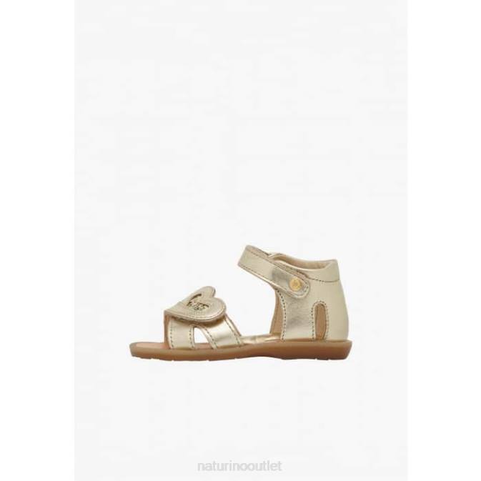Kids Naturino Platinum CRISYTEL Metallic Leather Sandals J6T6297