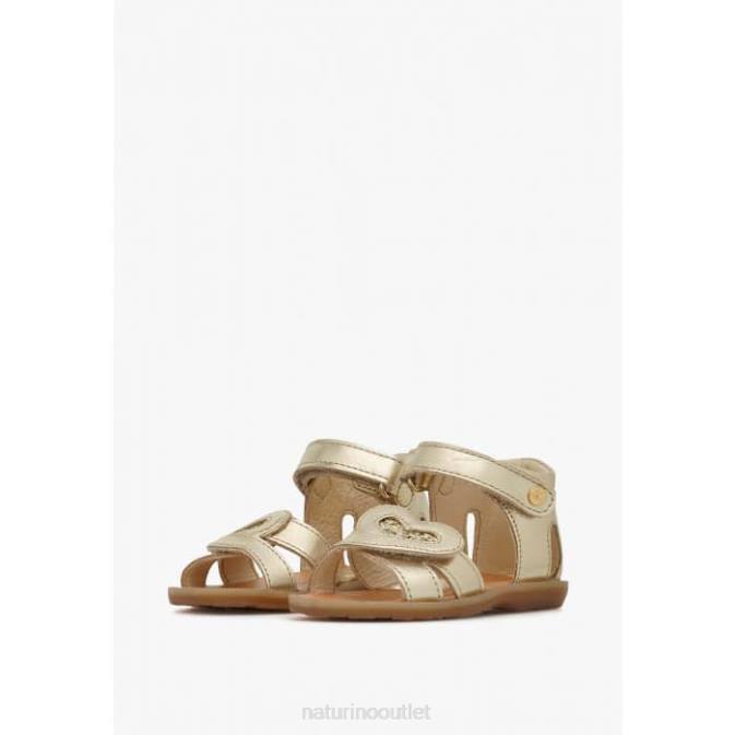 Kids Naturino Platinum CRISYTEL Metallic Leather Sandals J6T6297