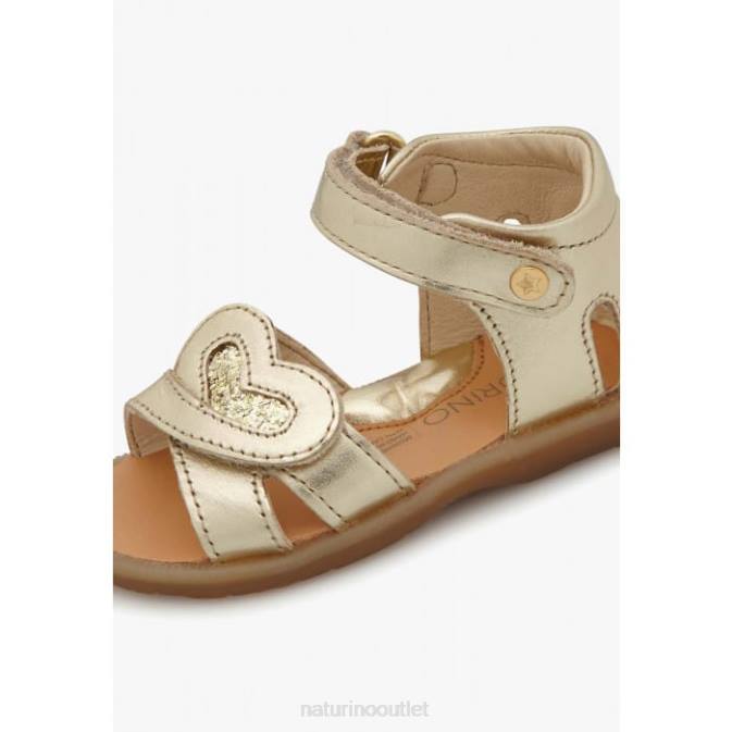 Kids Naturino Platinum CRISYTEL Metallic Leather Sandals J6T6297