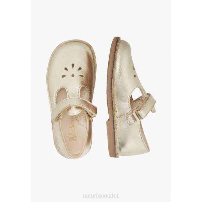 Kids Naturino Platinum PARIS VL Semi-Closed Leather Sandals J6T6546