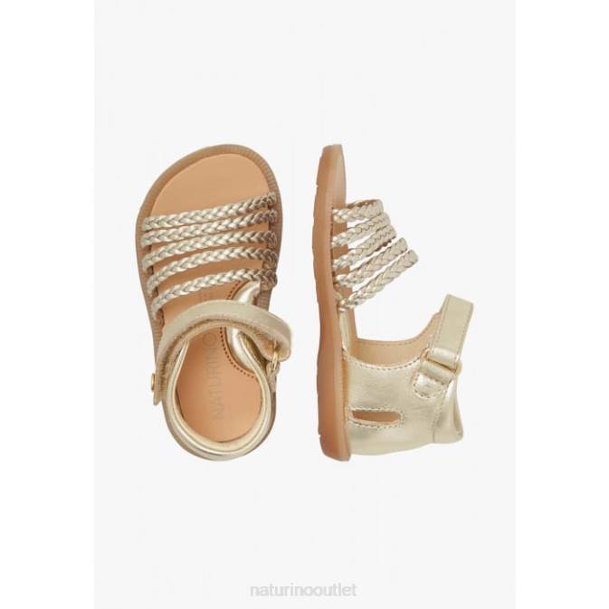 Kids Naturino Platinum RUBINO Metallic Leather Sandals J6T6317