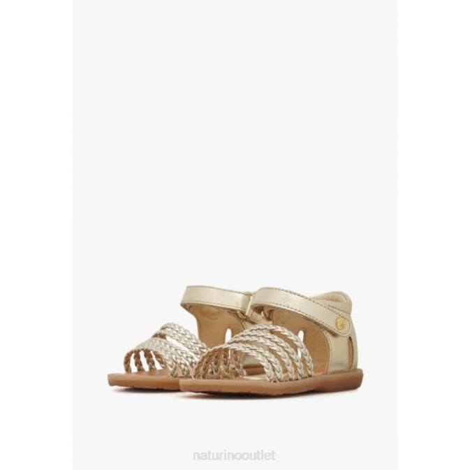 Kids Naturino Platinum RUBINO Metallic Leather Sandals J6T6317