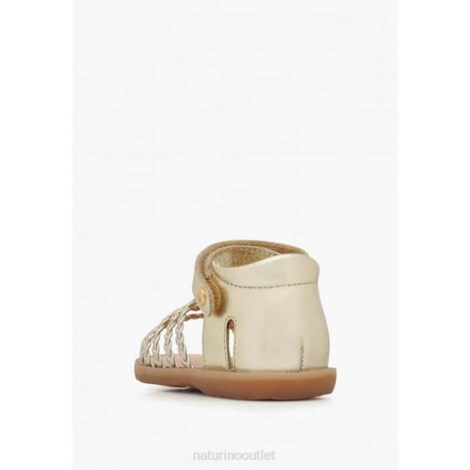 Kids Naturino Platinum RUBINO Metallic Leather Sandals J6T6317