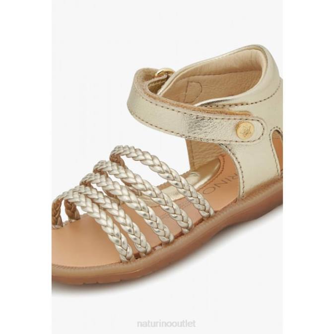 Kids Naturino Platinum RUBINO Metallic Leather Sandals J6T6317