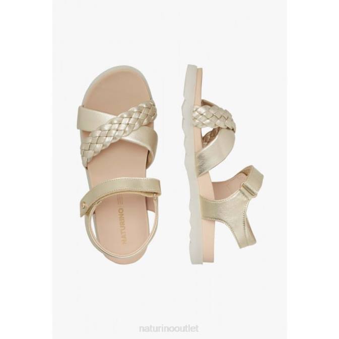 Kids Naturino Platinum RUSSET Sandal with Braided Straps J6T6551