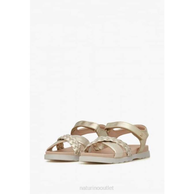 Kids Naturino Platinum RUSSET Sandal with Braided Straps J6T6551
