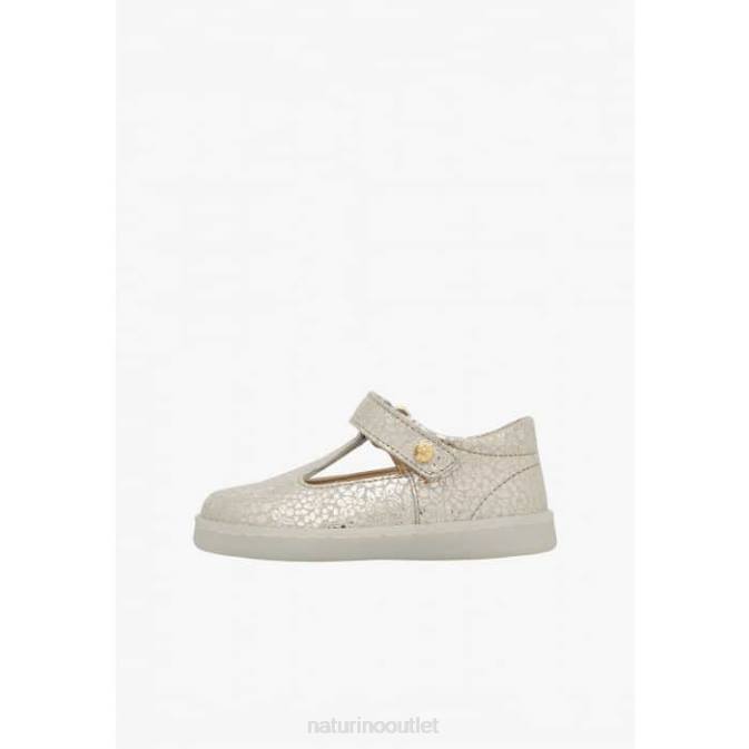 Kids Naturino Platinum SAMOMA VL Semi-Closed Leather Sandals J6T6547