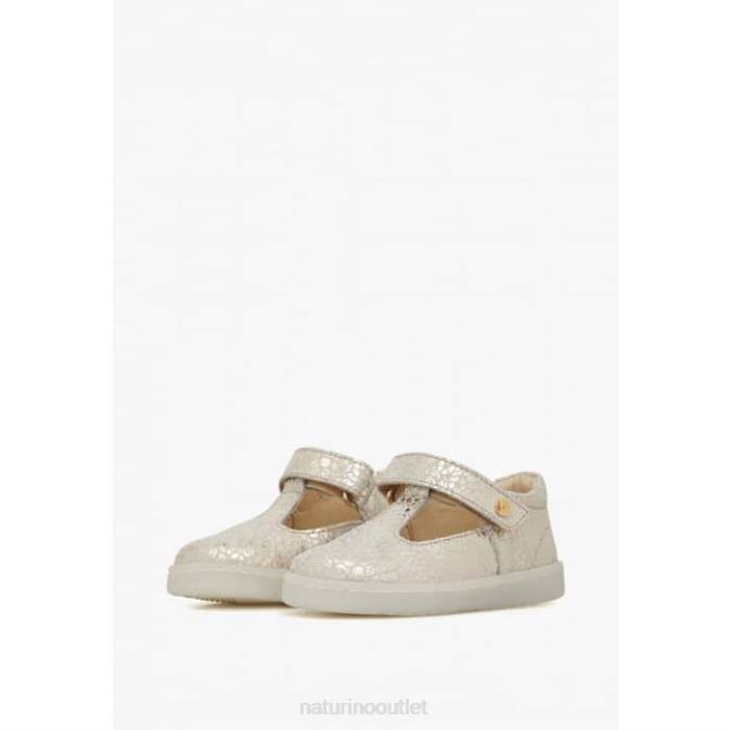 Kids Naturino Platinum SAMOMA VL Semi-Closed Leather Sandals J6T6547