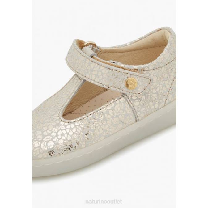 Kids Naturino Platinum SAMOMA VL Semi-Closed Leather Sandals J6T6547