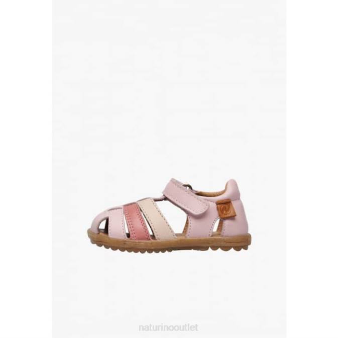 Kids Naturino Powder Pink SEE Semi-Closed Leather Sandals J6T6232