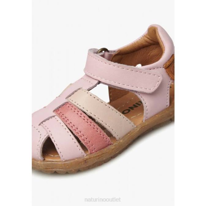 Kids Naturino Powder Pink SEE Semi-Closed Leather Sandals J6T6232