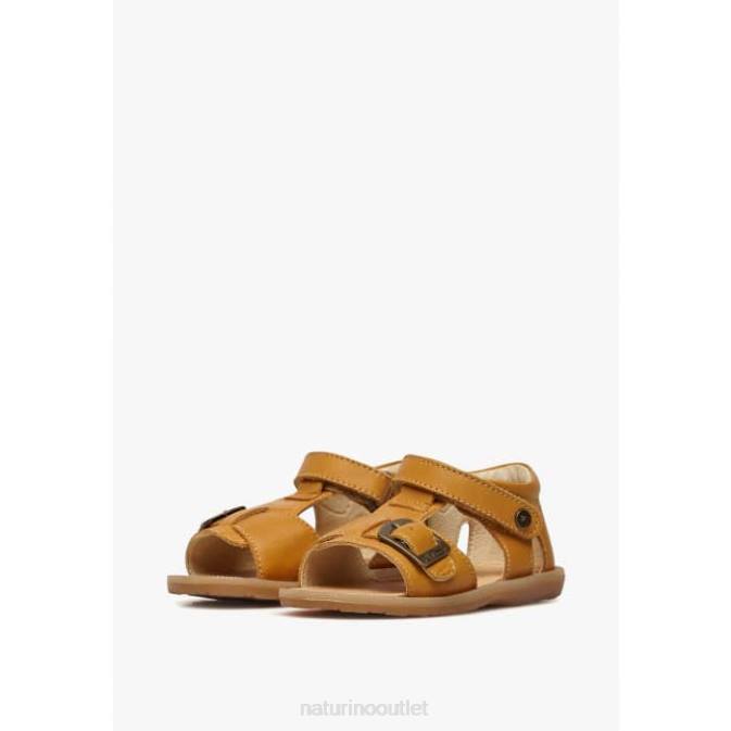 Kids Naturino Pumpkin QUARZO Leather Sandals with Velcro J6T6320
