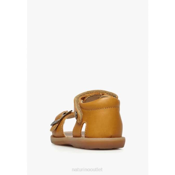 Kids Naturino Pumpkin QUARZO Leather Sandals with Velcro J6T6320