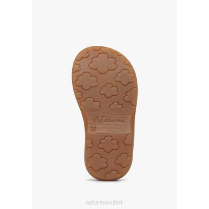 Kids Naturino Pumpkin QUARZO Leather Sandals with Velcro J6T6320