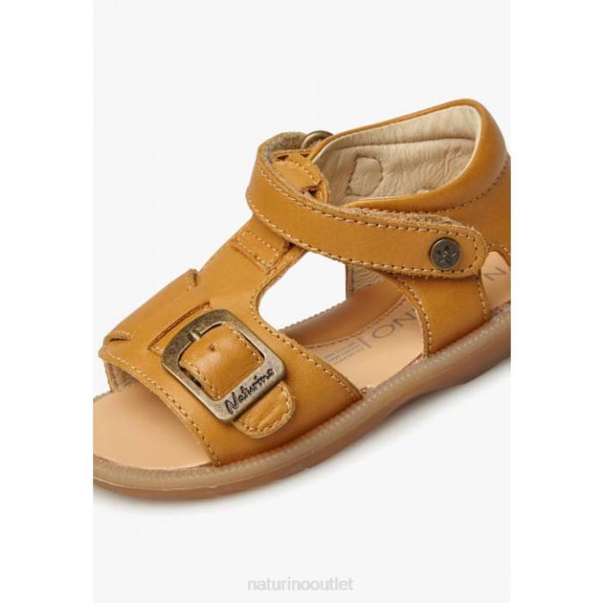 Kids Naturino Pumpkin QUARZO Leather Sandals with Velcro J6T6320