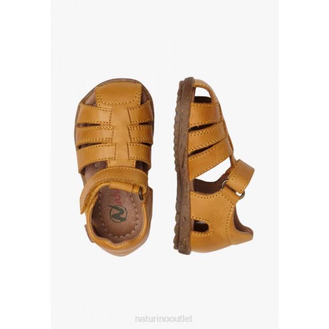 Kids Naturino Pumpkin SEE Semi-Closed Leather Sandals J6T6281